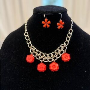 Orange Combo Silver/ Gold and Red Floral Jewelry